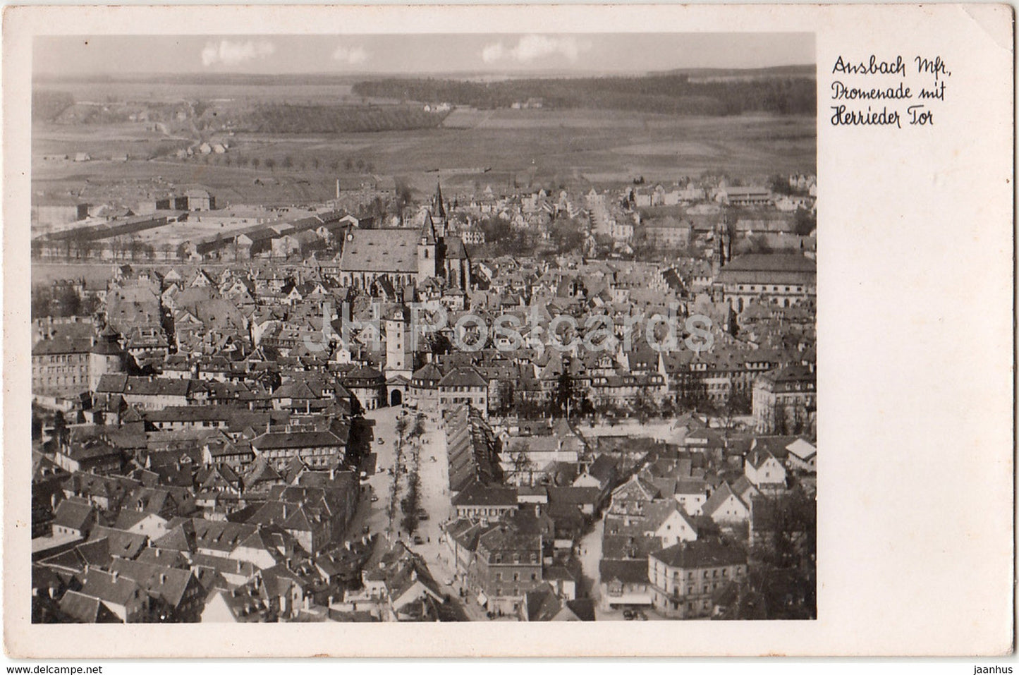 Ansbach - Promenade mit Herrieder Tor - old postcard - Germany - unused - JH Postcards