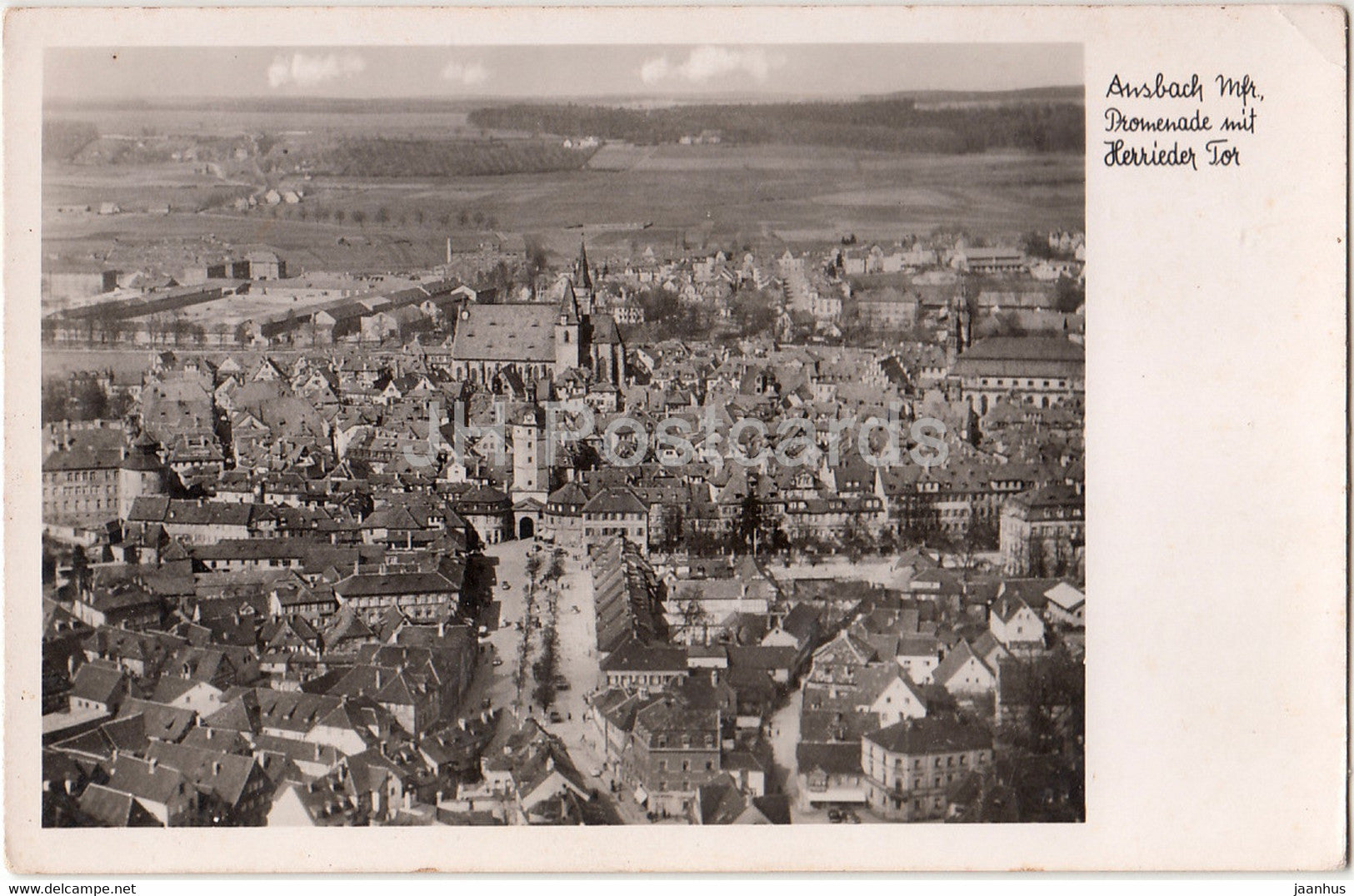 Ansbach - Promenade mit Herrieder Tor - old postcard - Germany - unused - JH Postcards