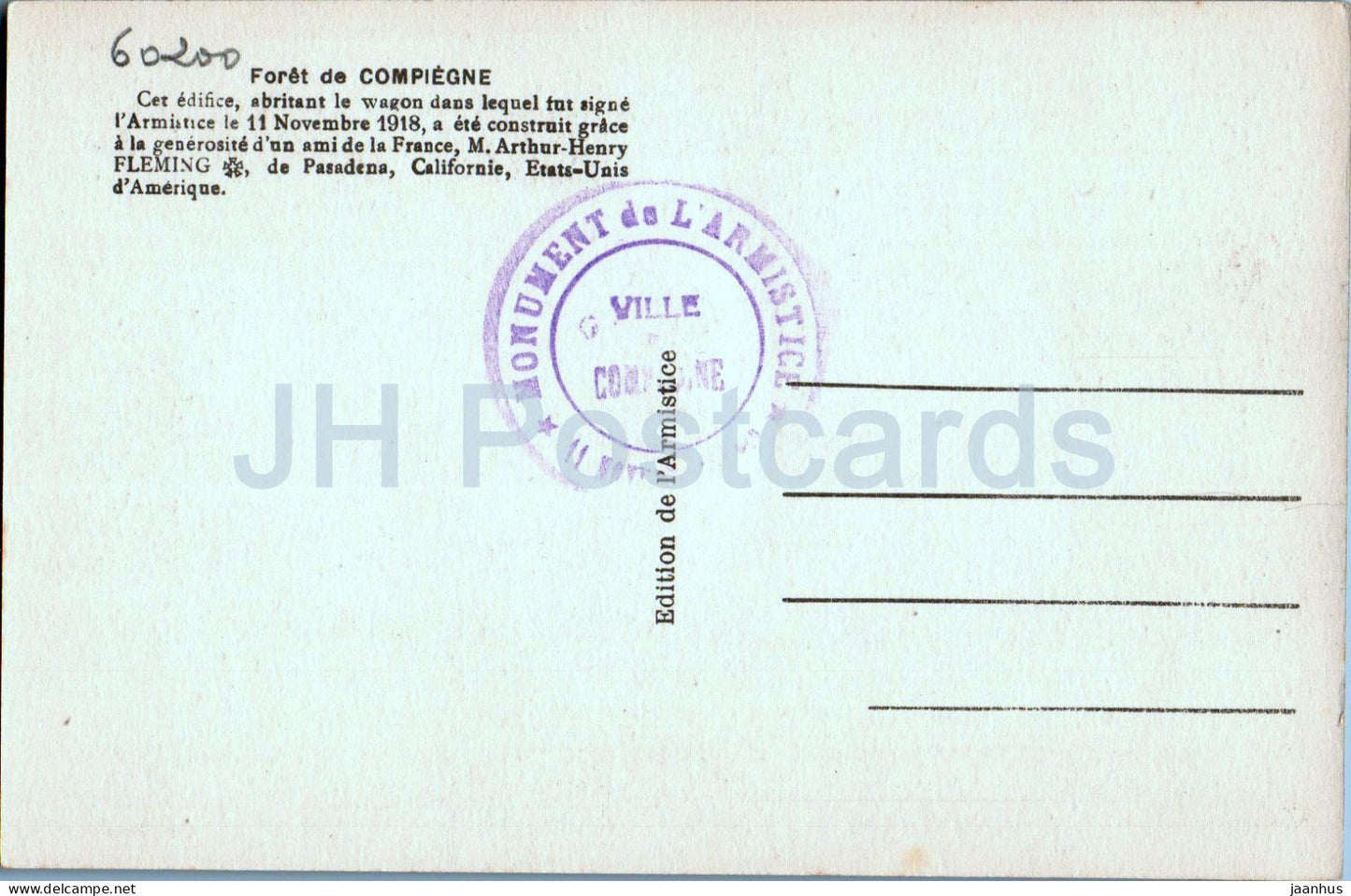 Foret de Compiegne - Edifice avec le Wagon de L' Armistice - alte Postkarte - Frankreich - unbenutzt 