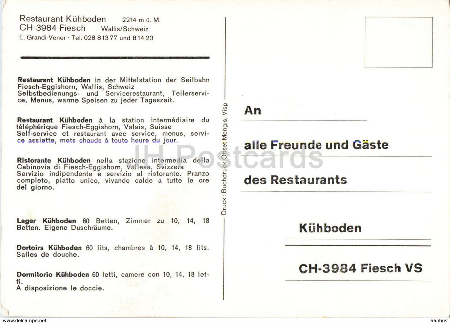 Restaurant Kuhboden - Fiesch - - Suisse - inutilisé