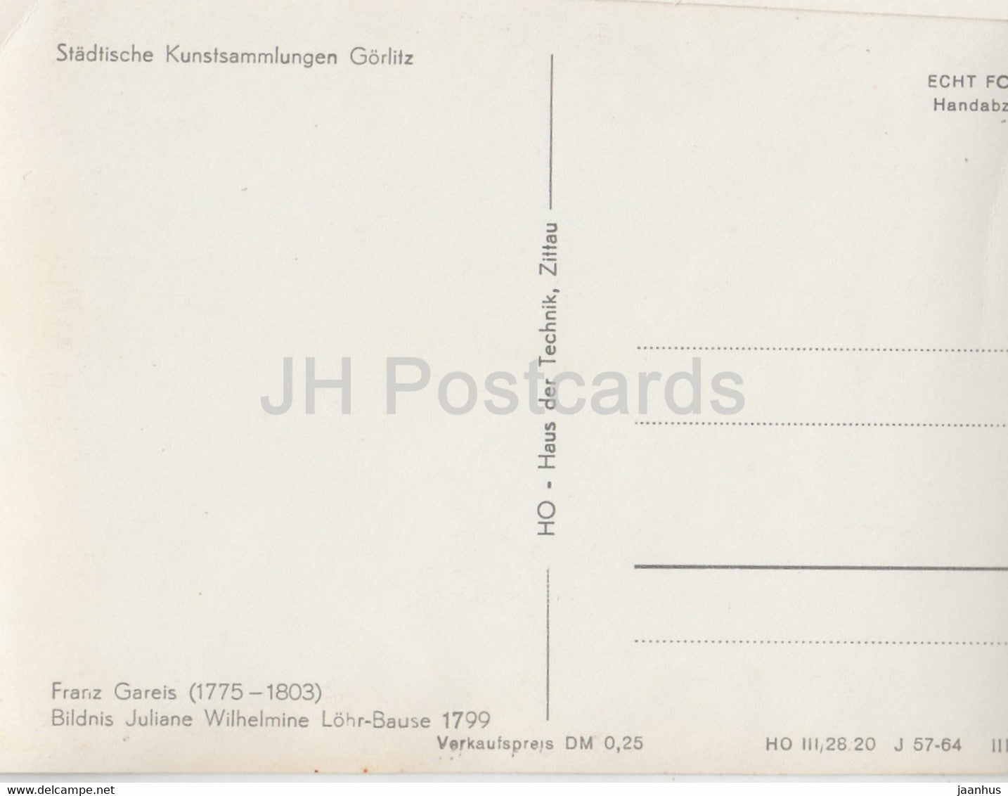 painting by Franz Gareis - Bildnis Juliane Wilhelmine Lohr Bause - German art - Germany - unused