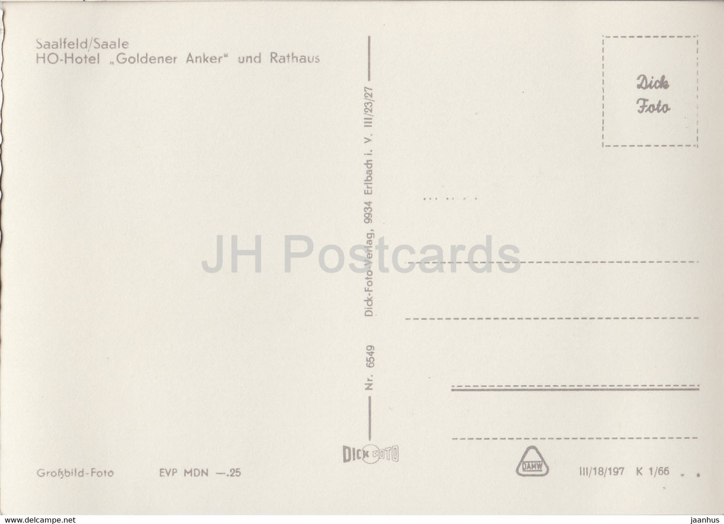 Saalfeld saale - HO Hotel Goldener Anker und Rathaus - 6549 - Allemagne - inutilisé