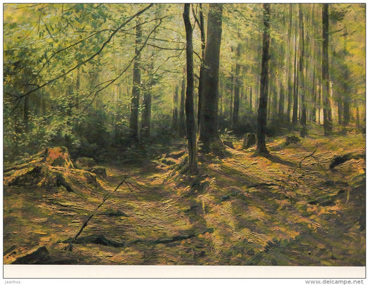 painting by Julius Marak - Forest interior , 1885 - Czech art - large format card - Czech - unused - JH Postcards