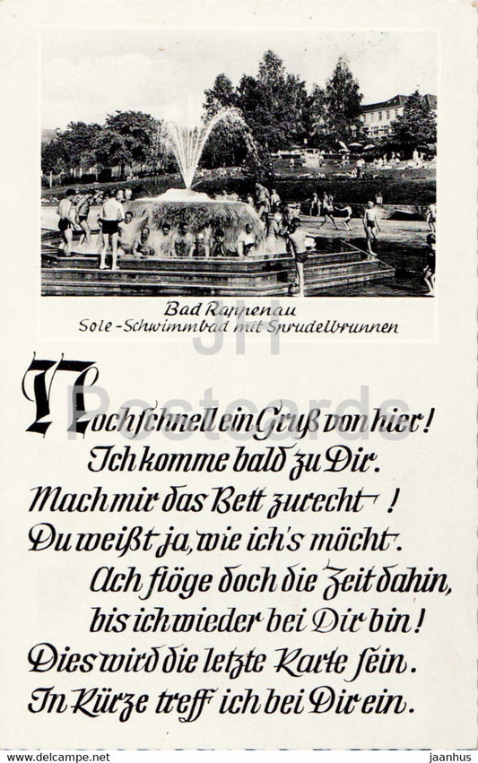 Bad Rappenau - Sole Schwimmbad mit Sprudelbrunnen - 1962 - Germany - used - JH Postcards