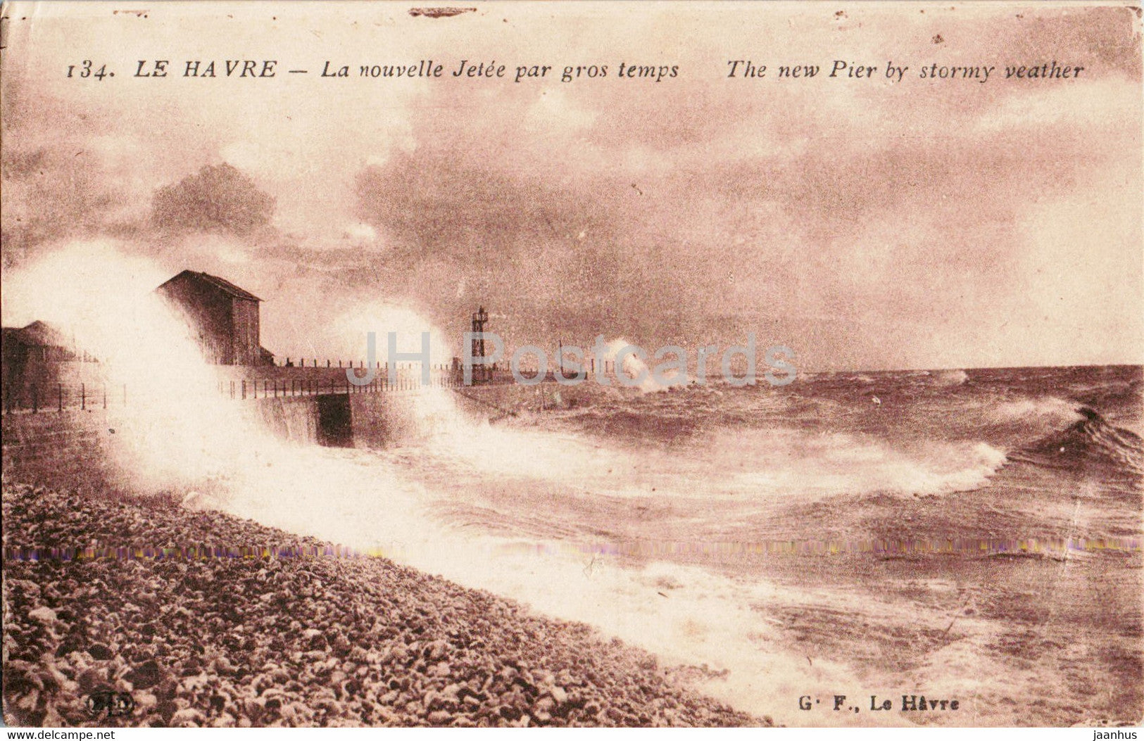 Le Havre - La nouvelle Jetee par gros temps - 134 - old postcard - France - unused - JH Postcards