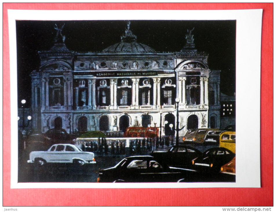 illustration by N. Dolgorukov - Palais Garnier opera house - Paris - 1974 - Russia USSR - unused - JH Postcards