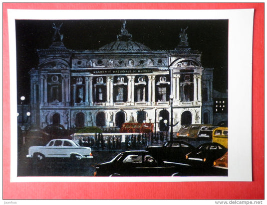 illustration by N. Dolgorukov - Palais Garnier opera house - Paris - 1974 - Russia USSR - unused - JH Postcards