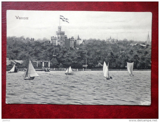 Wannsee - lake - sailing boats - old postcard - 1907 - Germany - unused - JH Postcards