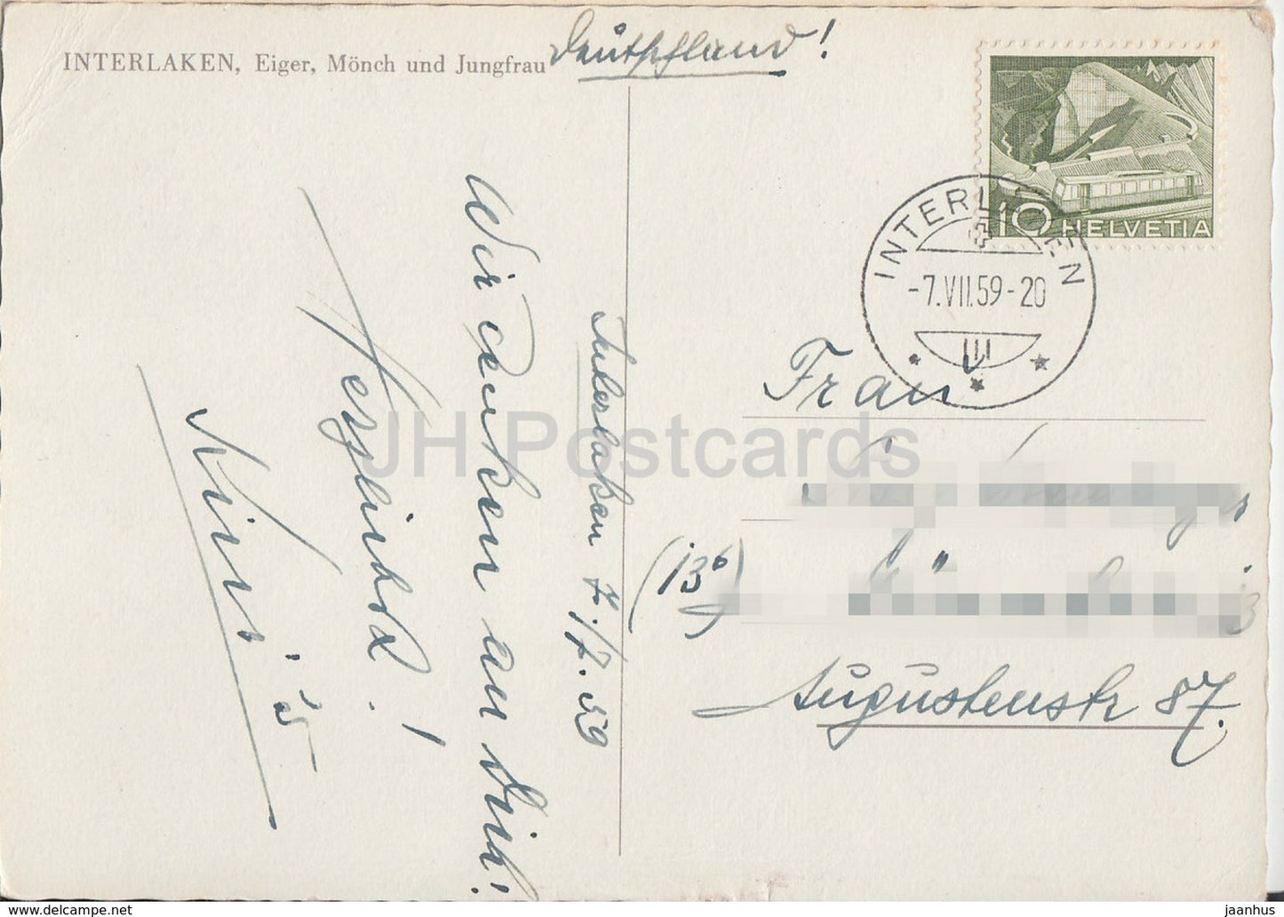 Interlaken - Eiger - Monch und Jungfrau - 1959 - Switzerland - used