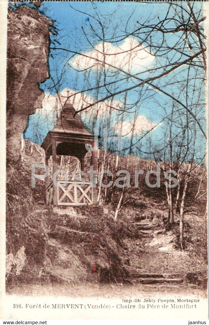 Foret de Mervent - Chaire du Pere de Monfort - 398 - old postcard - France - unused - JH Postcards