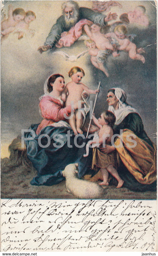 painting by Bartolome Esteban Murillo - La Vierge de Seville - Spanish art - old postcard - 1907 - USA - used - JH Postcards
