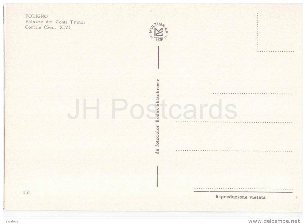 Palazzo dei Conti Trinci Cortile - Palace of the Counts Trinci Courtyard - Foligno - 155 - Italia - Italy - unused - JH Postcards