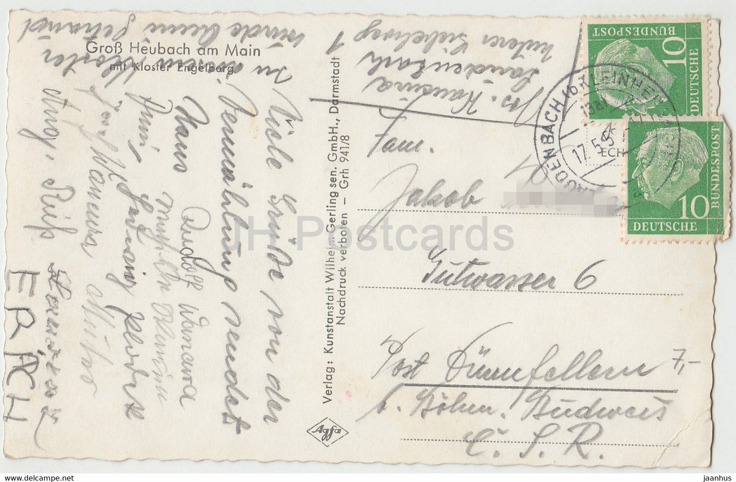 Groß Heubach am Main mit Kloster Engelberg - alte Ansichtskarte - Deutschland - gebraucht