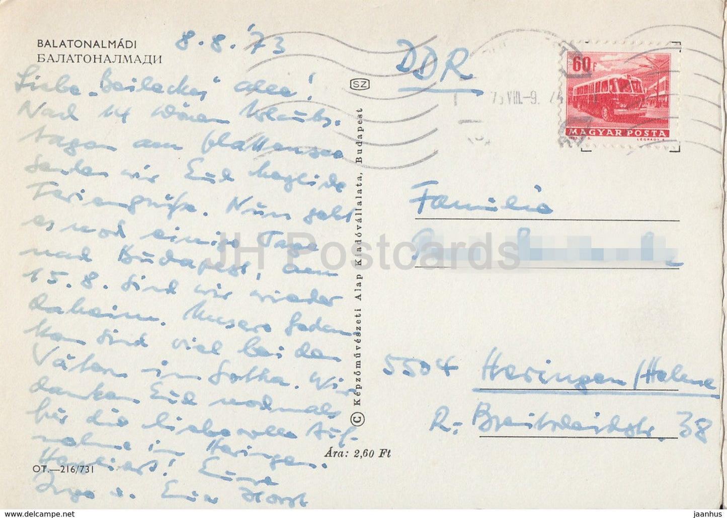 Balaton - Balatonalmadi - hôtel - voilier - ville - multiview - 1973 - Hongrie - occasion