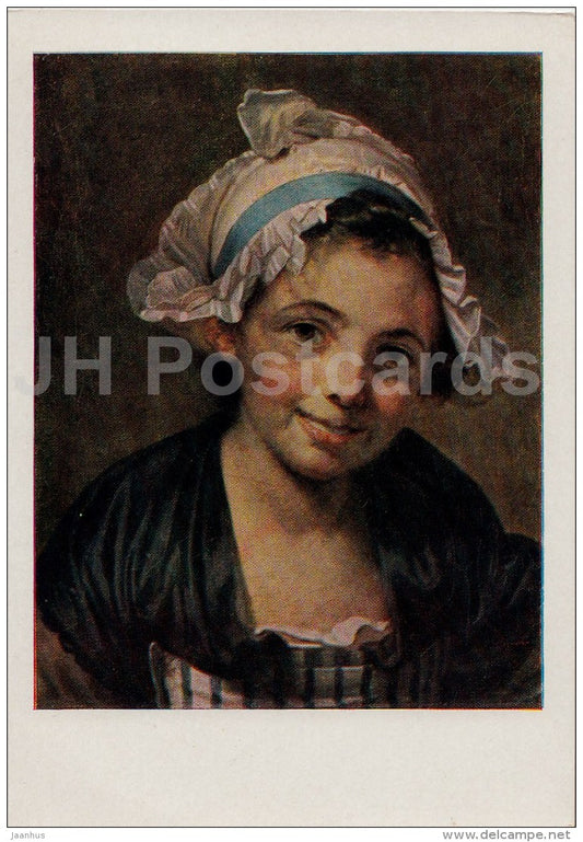 painting  by Jean-Baptiste Greuze - Girl - headdress - French art - 1958 - Russia USSR - unused - JH Postcards