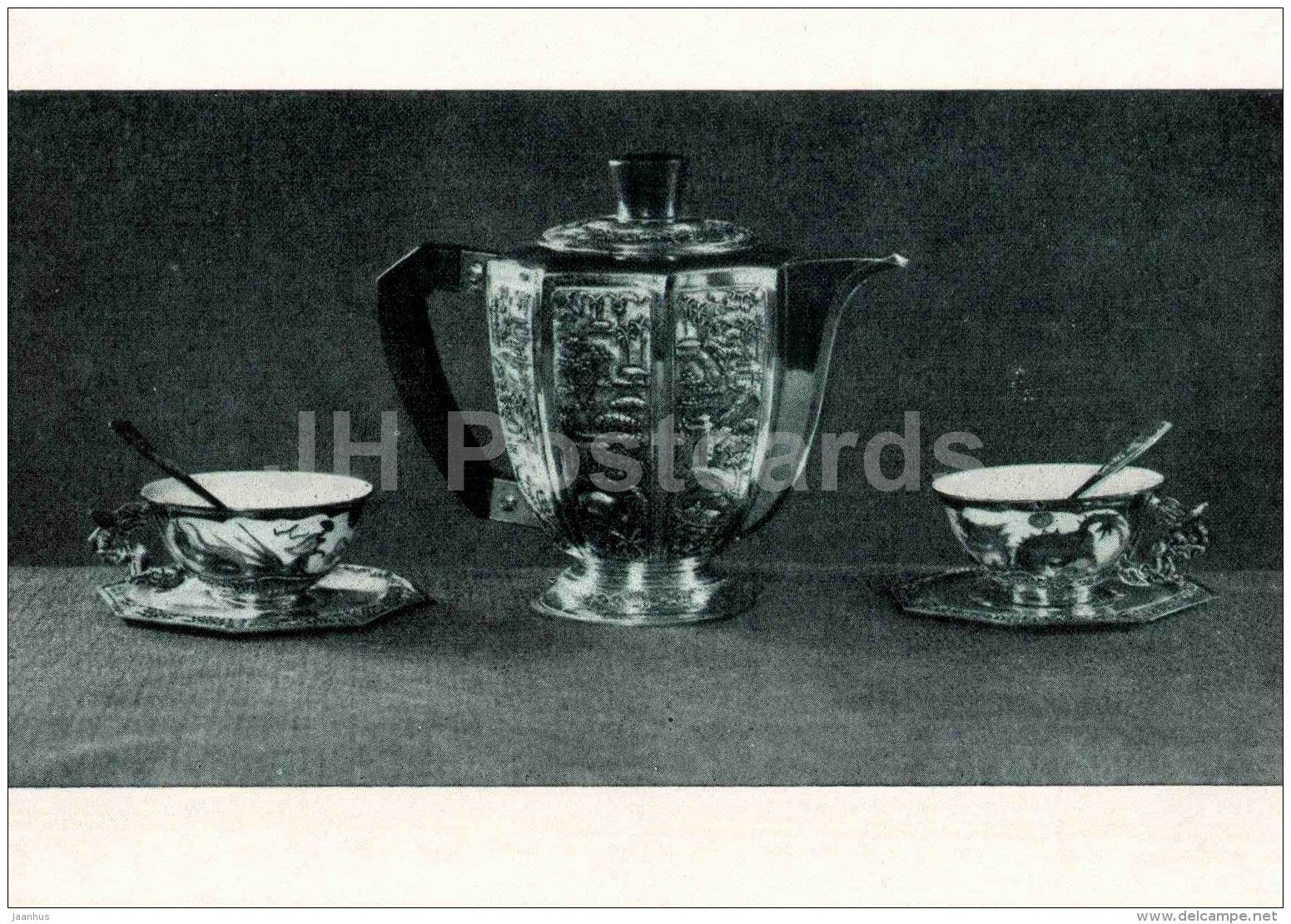 Tea Service , silver - Vietnamese art - unused - JH Postcards