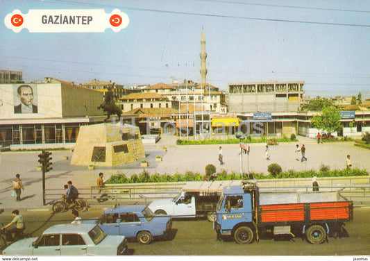 Gaziantep - car - truck - 1987 - Turkey - used - JH Postcards