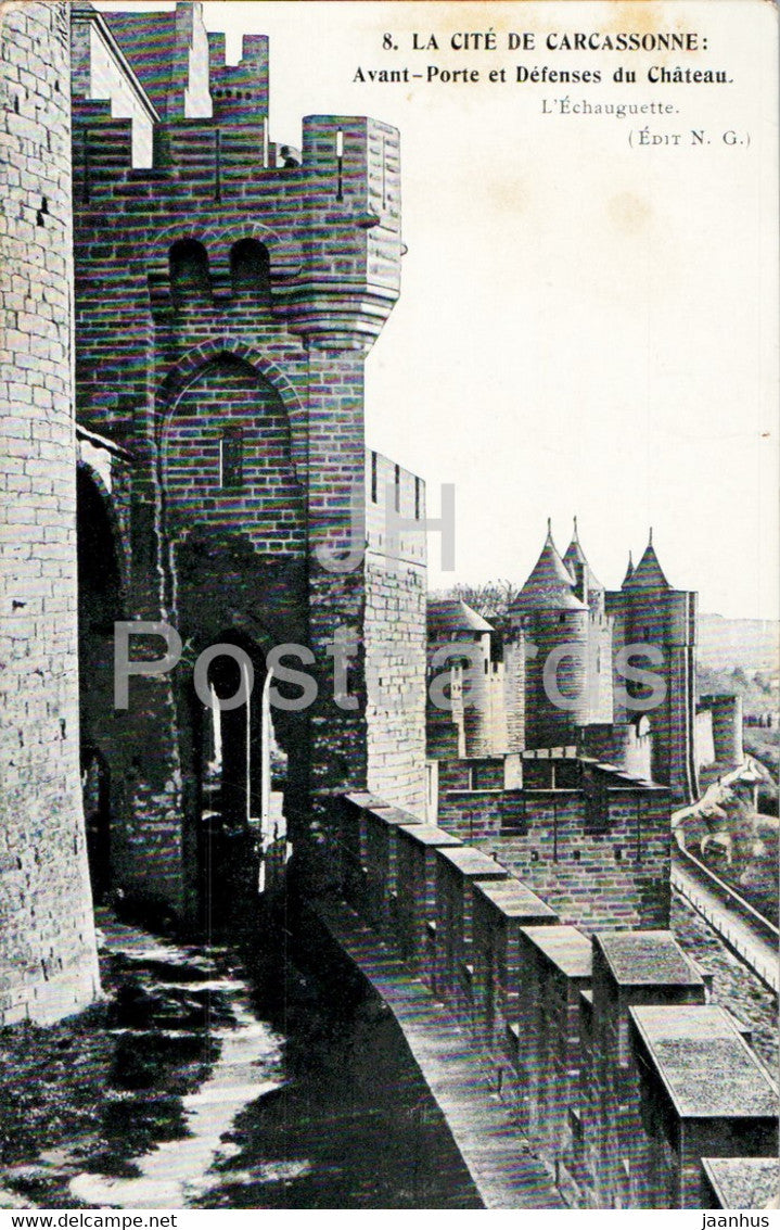 La Cite de Carcassonne - Avant Porte et Defenses du Chateau - 8 - castle - old postcard - France - unused - JH Postcards