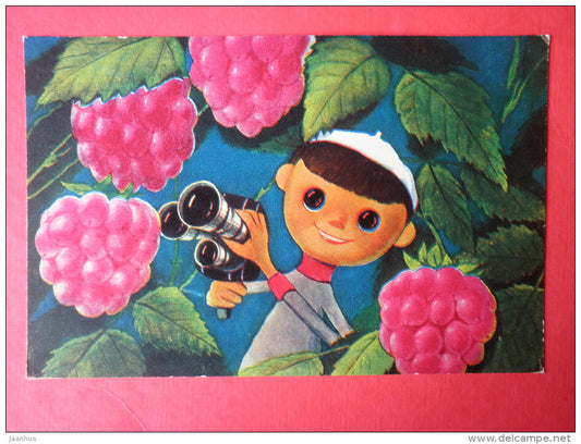 Operator Kõps in the Woods by H. Pars - movie camera - raspberry - Soviet Cartoon - 1969 - Russia - USSR - unused - JH Postcards