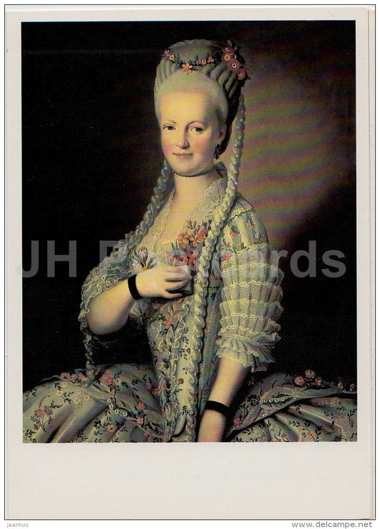 painting by C. Christinek - Portrait of S. Greig , 1775 - woman - Russian art - 1988 - Russia USSR - unused - JH Postcards
