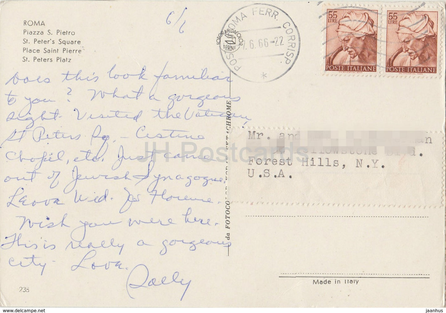 Roma - Rome - Piazza S. Pietro - St. Peter's Square - Swiss Guard - 238 - Italy - 1966 - used