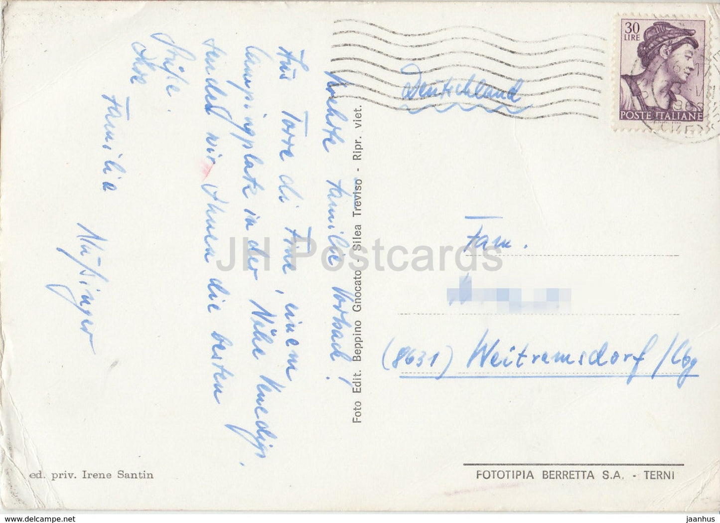 Saluti da Torre di Fine - beach - camping - Italy - 1968 - used