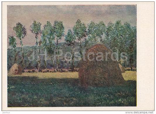 painting by Claude Monet - A haystack in Giverny - French art - 1955 - Russia USSR - unused - JH Postcards