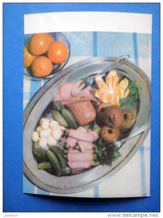 Stuffed sausage - cold dishes - recepies - 1976 - Estonia USSR - unused - JH Postcards