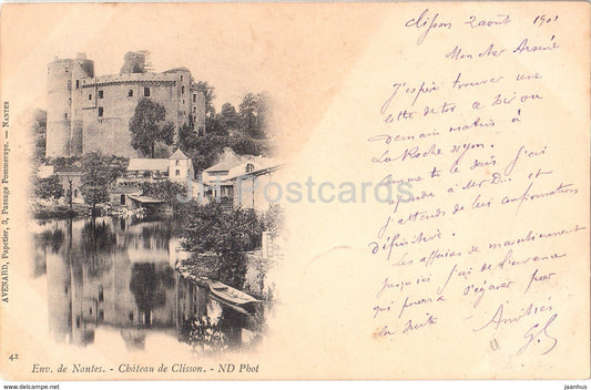 Env de Nantes - Chateau de Clisson - castle - 42 - old postcard - 1901 - France - used - JH Postcards