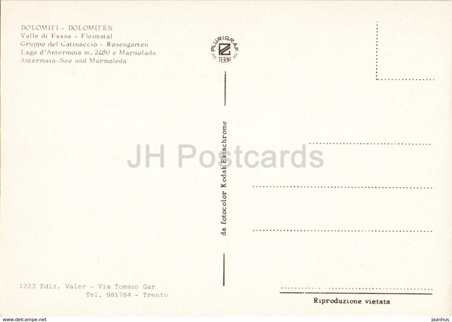 Valle di Fassa - Fleimstal - Gruppo del Catinaccio - Lago d'Antermoia - Marmolada - Italy - unused