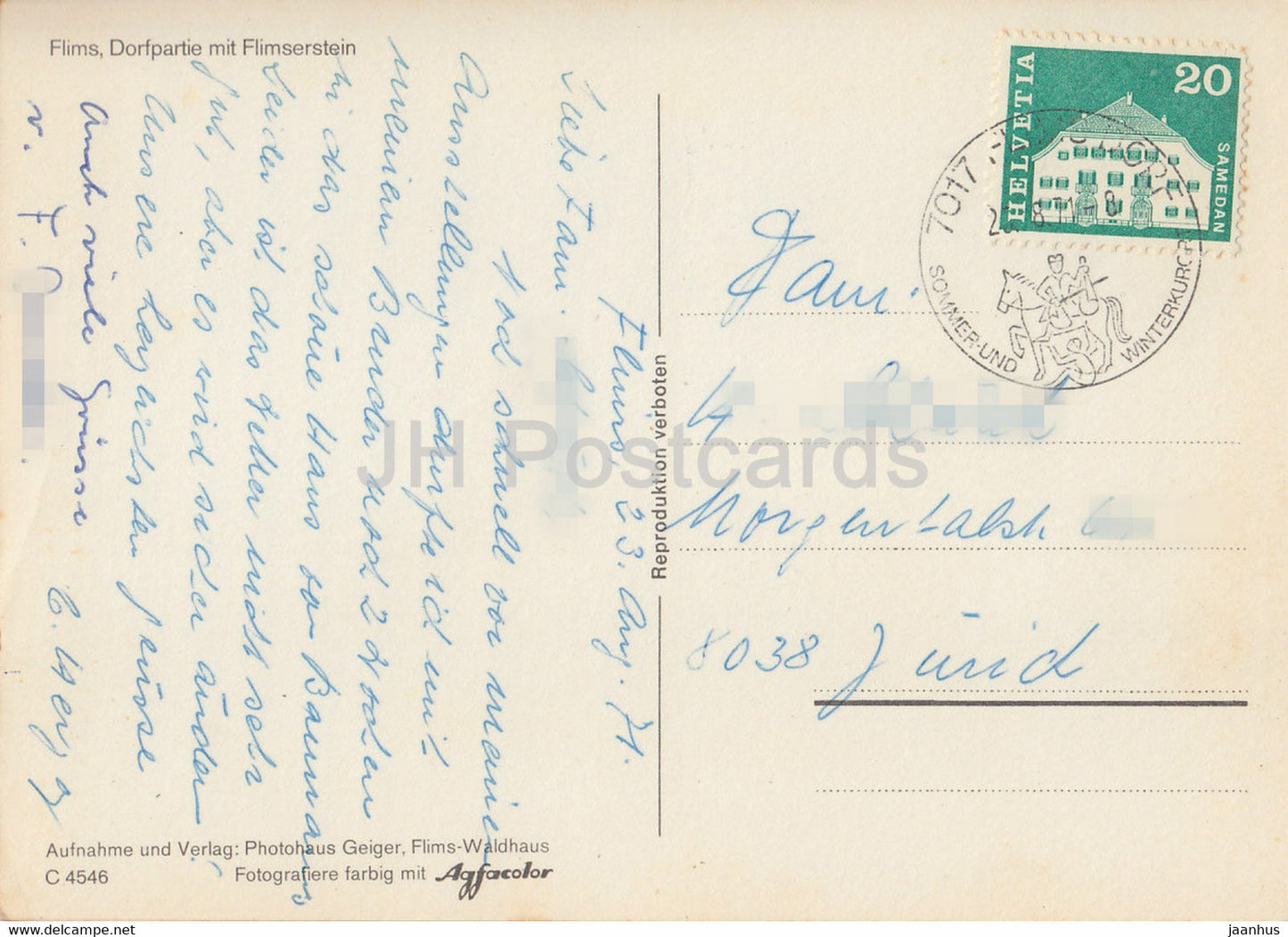 Flims Dorfpartie mit Flimserstein - 4546 - 1971 - Schweiz - gebraucht