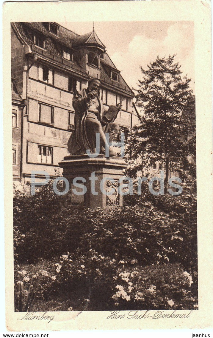 Nurnberg - Hans Sachs Denkmal - monument - old postcard - 1924 - Germany - used - JH Postcards