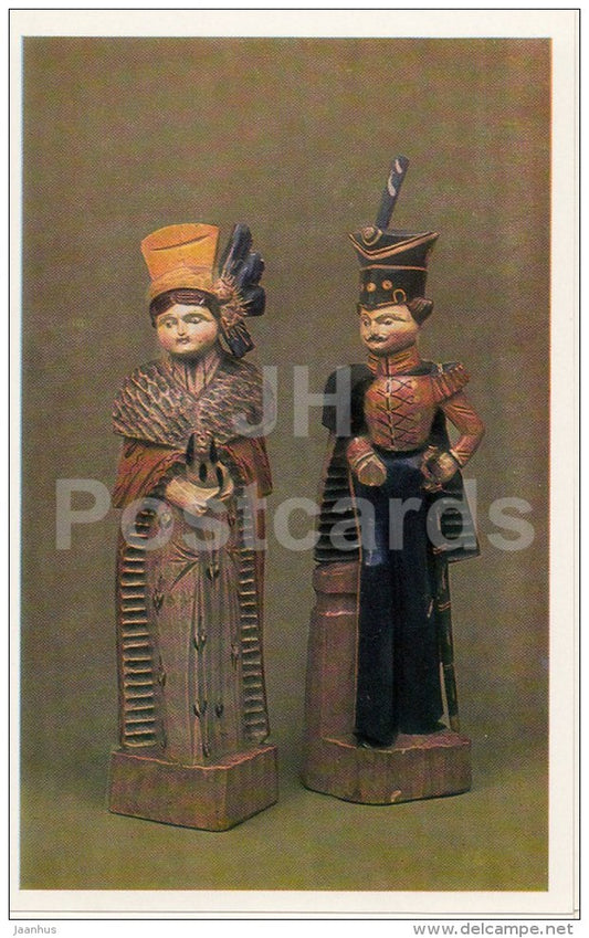 Lady and Hussar , Moscow province - Russian Folk Toys - 1984 - Russia USSR - unused - JH Postcards