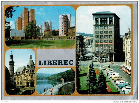 dam - architecture - bus - Liberec - Czechoslovakia - Czech - used 1970s - JH Postcards