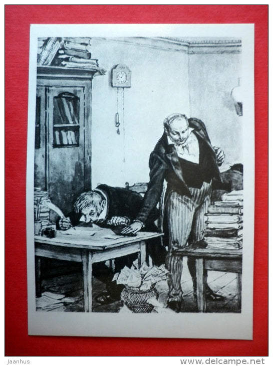 illustration by A. Laptyev - Bribe - Chichikov - Dead Souls by N. Gogol - 1978 - USSR Russia - unused - JH Postcards