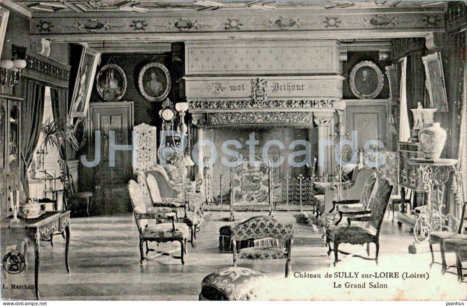 Chateau de Sully sur Loire - Le Grand Salon - castle - old postcard - 1914 - France - used - JH Postcards