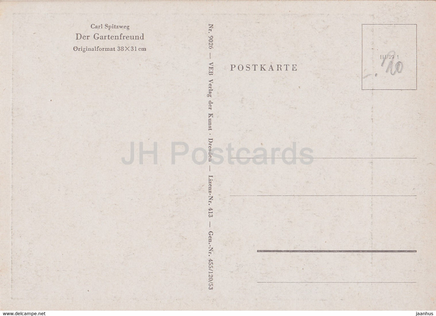 painting by Carl Spitzweg - Der Gartenfreund - 9026 - German art - Germany - unused