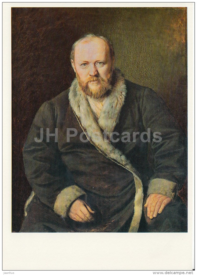 painting by V. Perov - Portrait of writer A. Ostrovsky - Russian art - large format card - 1990 - Russia USSR - unused - JH Postcards