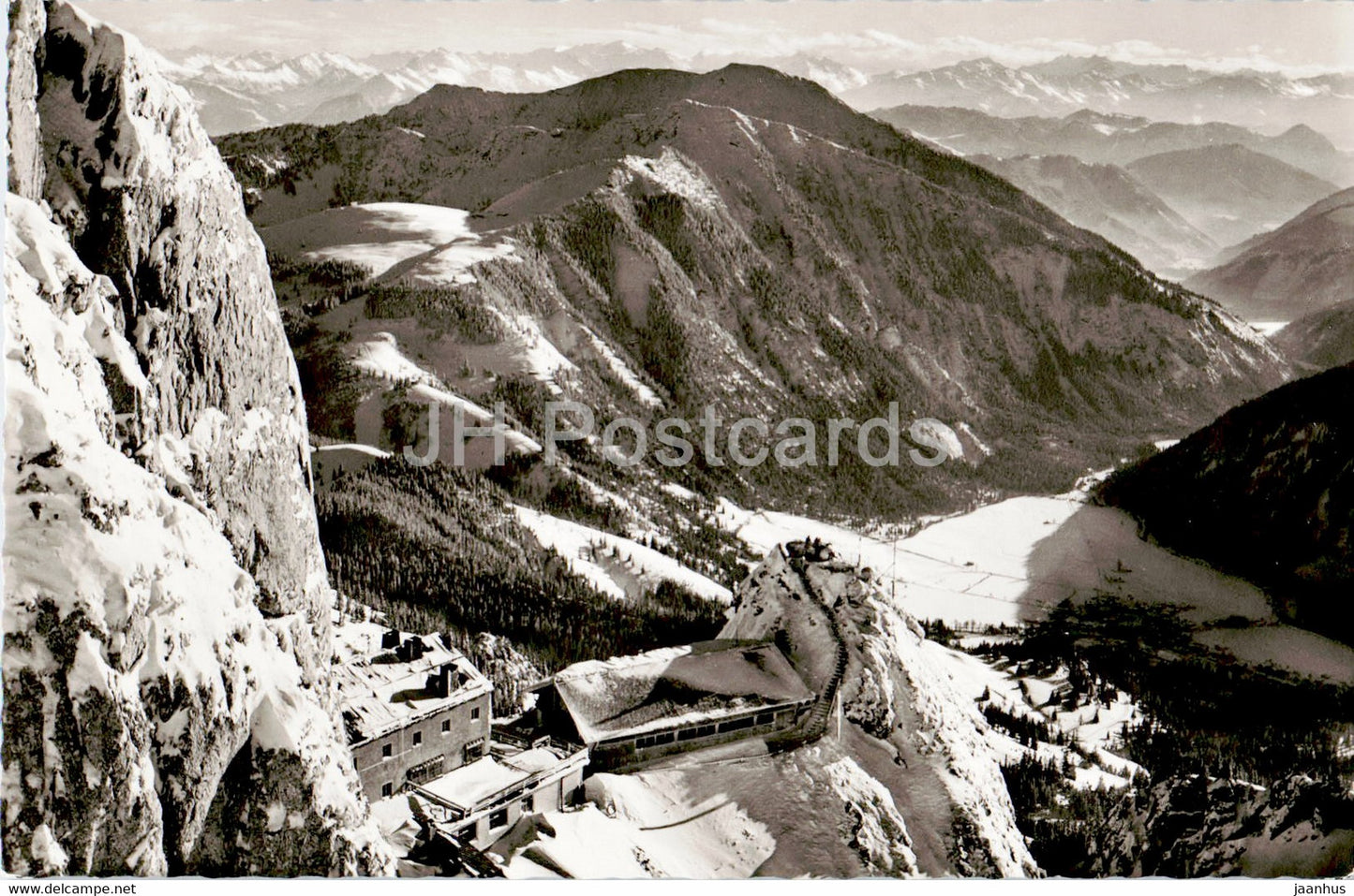 Wendelsteinhaus 1740 m - Blick auf Bayrischzell und die Zentralalpen - old postcard - Germany - unused - JH Postcards