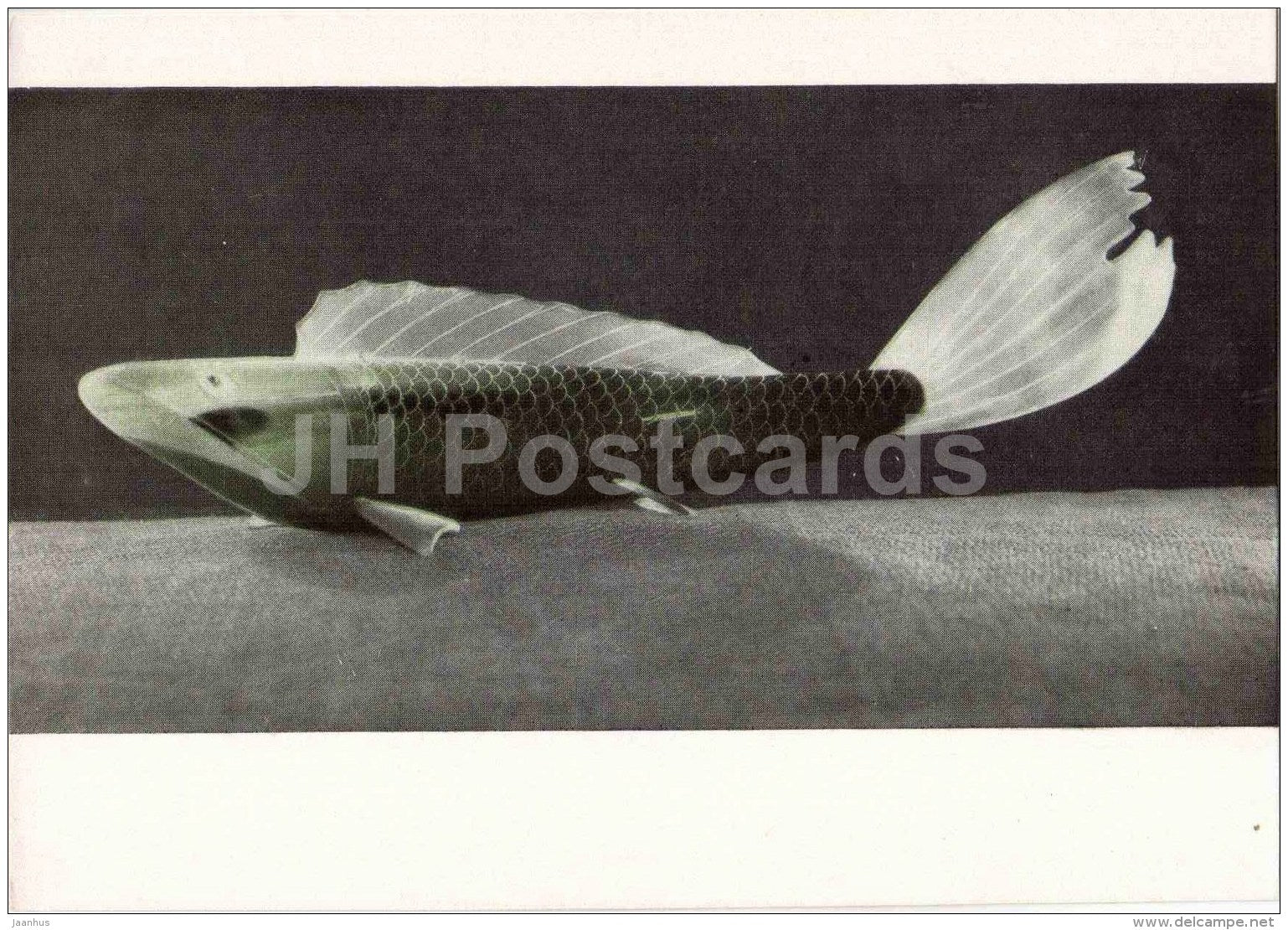 Fish , horn - 1 - Vietnamese art - unused - JH Postcards