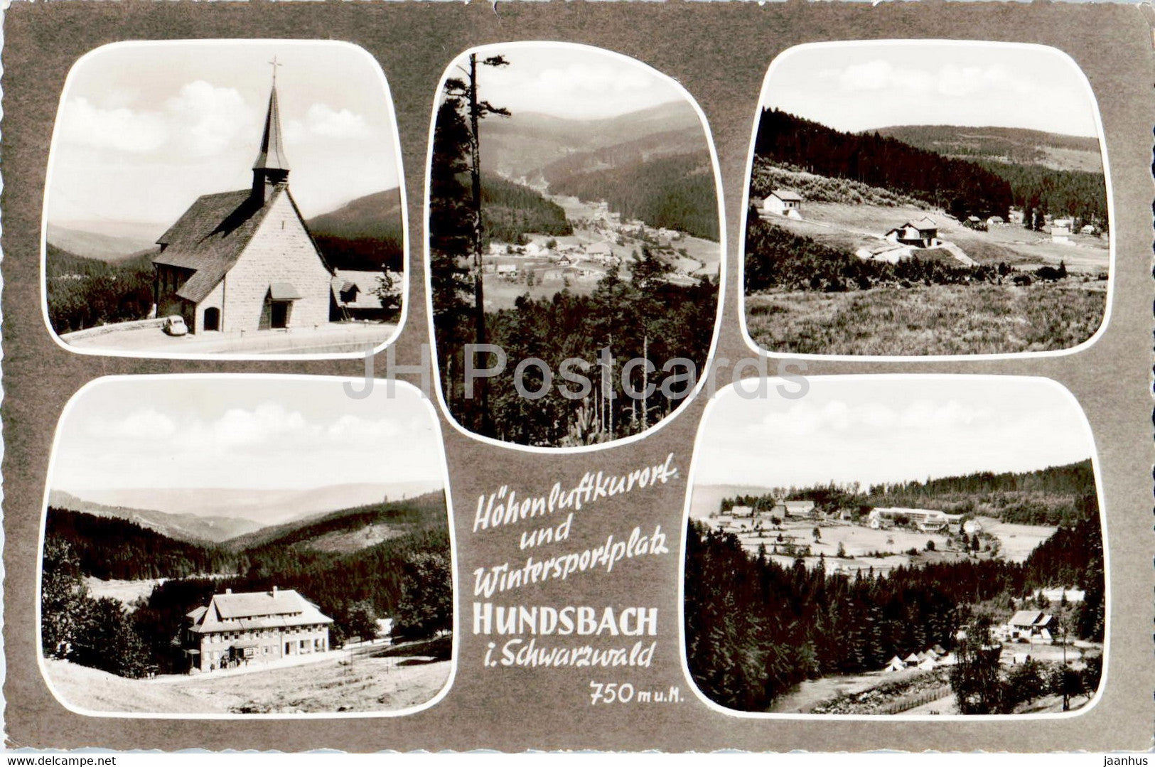 Hohenluftkurort und Wintersportplatz Hundsbach 800 m - church - old postcard - Germany - used - JH Postcards