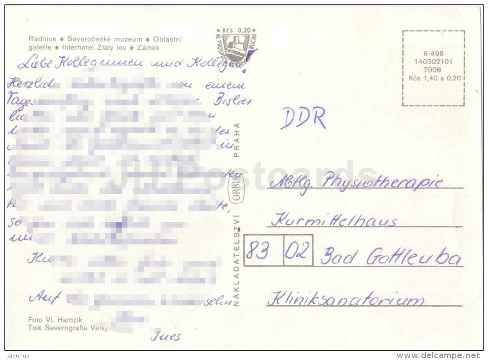 Liberec - Town Hall - North Bohemian Museum - gallery - interhotel Zlaty lev - castle - Czechoslovakia - Czech - used - JH Postcards