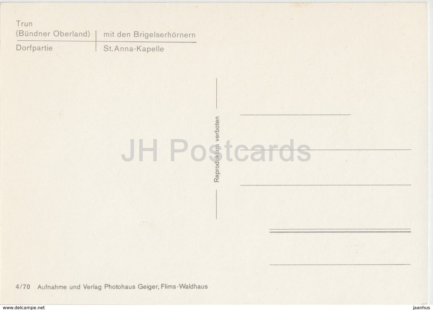 Trun - Brigelserhorner - Dorfpartie - St. Anna Kapelle - chapel - Switzerland - unused