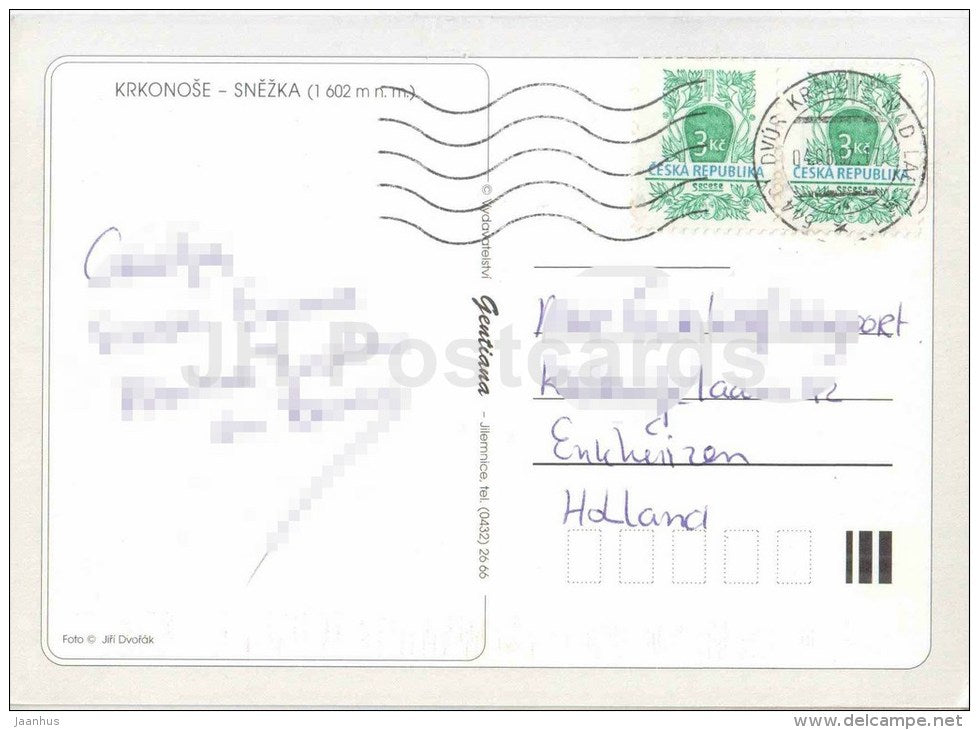 Krkonose - Snezka mountain - Czech republic - used 1997 - JH Postcards