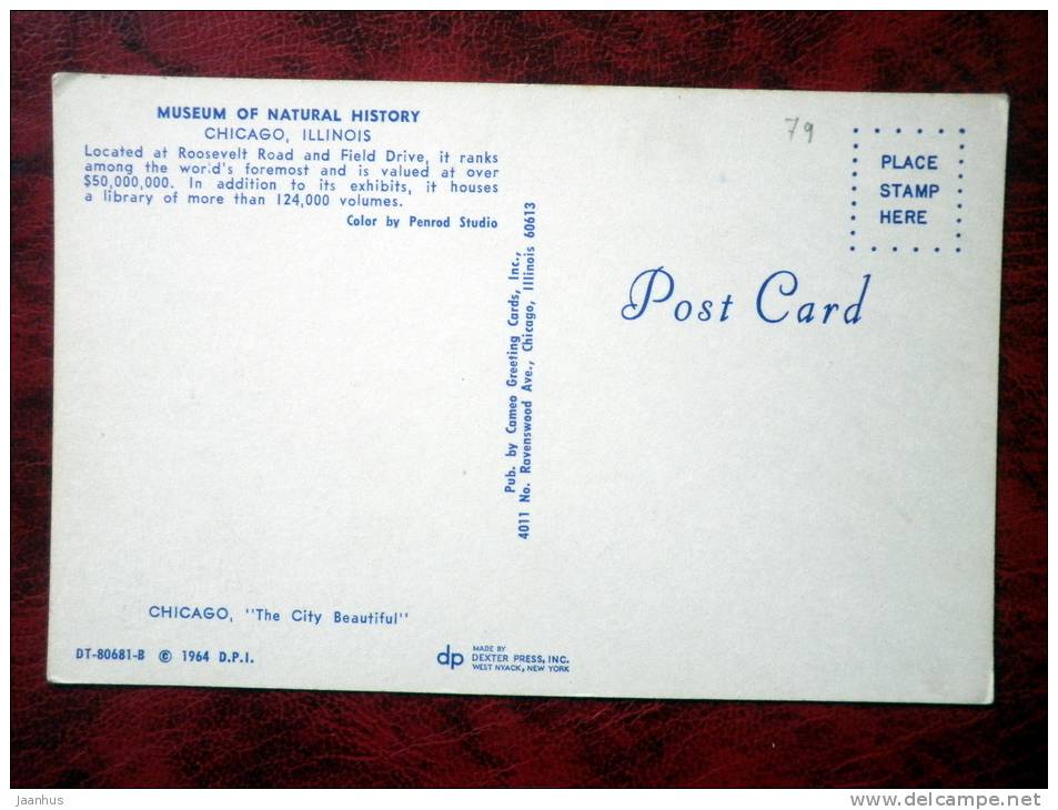 Museum of Natural History - Chicago - Illinois - 1964 - USA - unused (numbers written backside) - JH Postcards