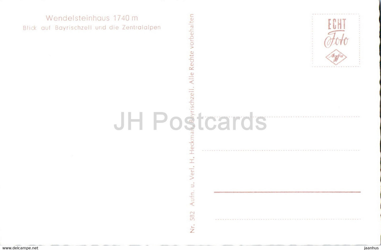 Wendelsteinhaus 1740 m - Blick auf Bayrischzell und die Zentralalpen - alte Postkarte - Deutschland - unbenutzt