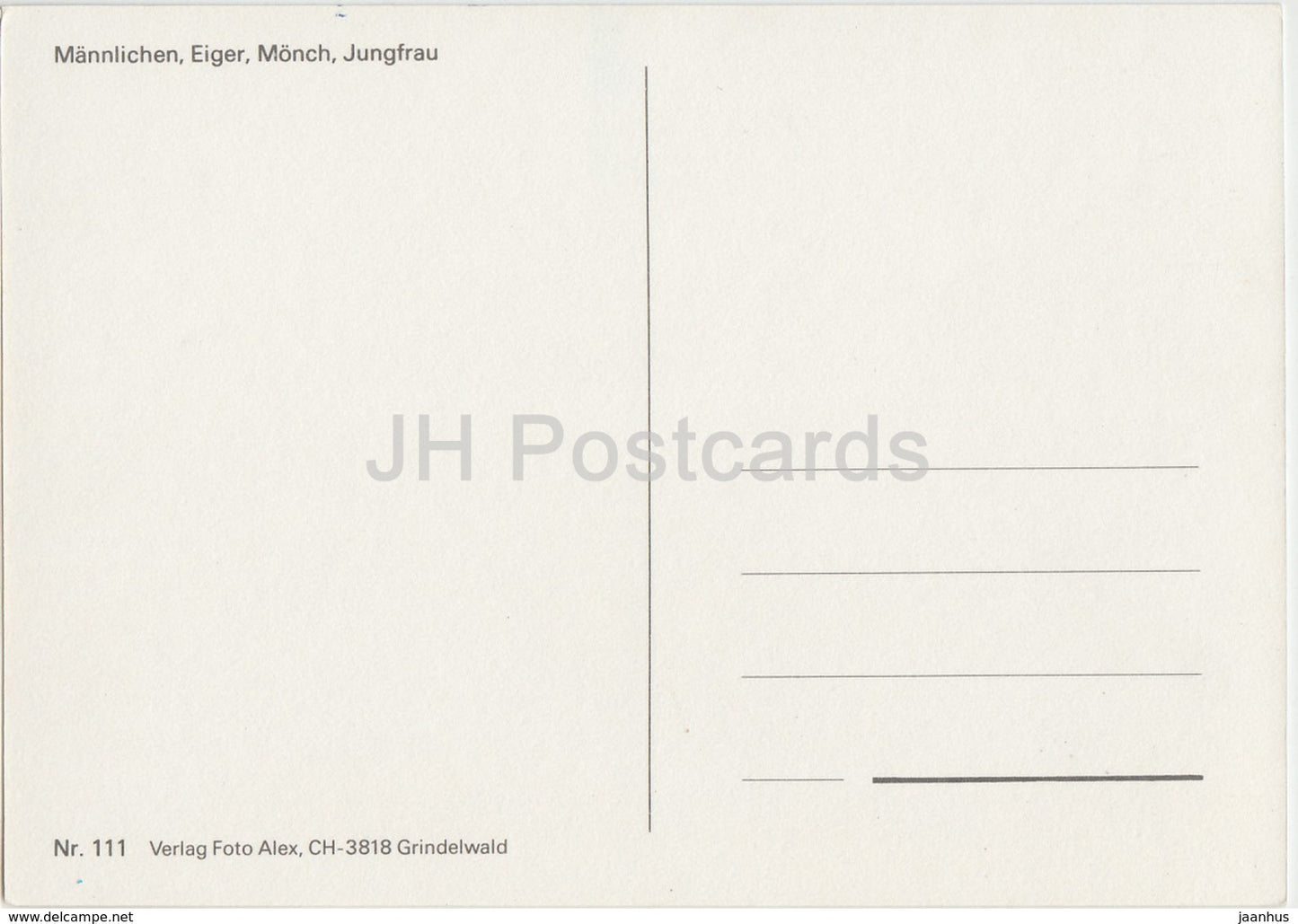 Mannlichen - Eiger - Monch - Jungfrau - 111 - Switzerland - unused
