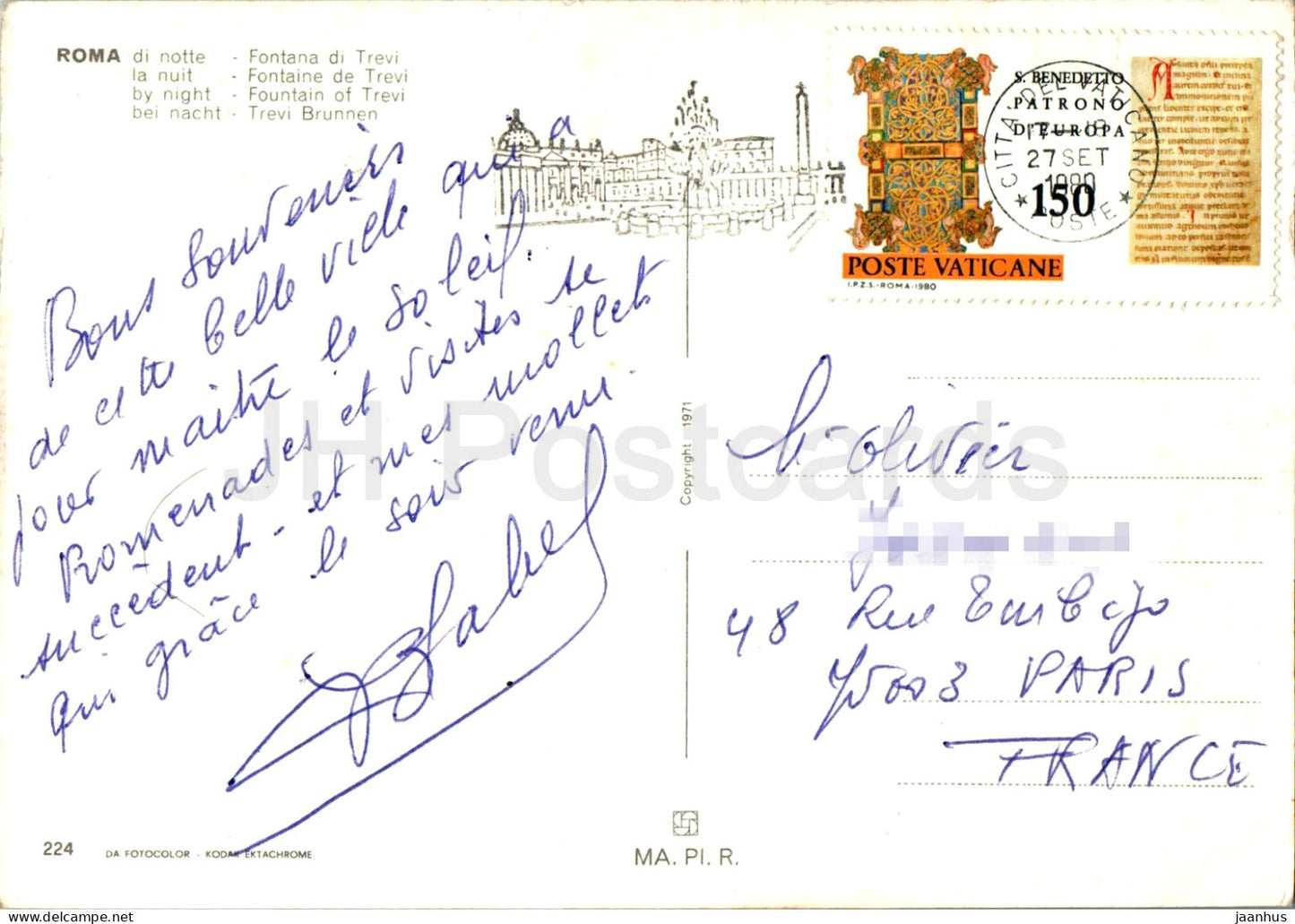Roma - Rom - Roma di Notte - Fontana di Trevi - Trevi-Brunnen - 224 - 1980 - Italien - gebraucht 