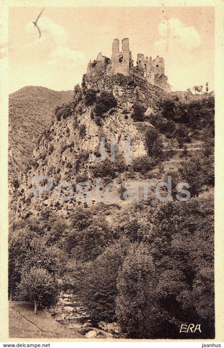Gorges de l'Aude - Les ruines du chateau d'Usson dominant le lit du torrent de la Bruyante old postcard - France - used - JH Postcards