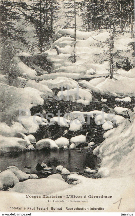 Vosges illustrees - L'Hiver a Gerardmer - La Cascade de Retournemer - old postcard - France - unused - JH Postcards